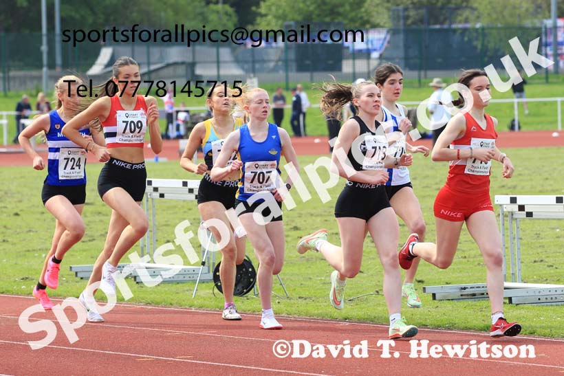 Womens Under-20s 1500 metres, 2023 North Eastern Track and Field Champs., Middlesbrough Sports Village, Middlesbrough. Photo: David T. Hewitson/Sports for All Pics